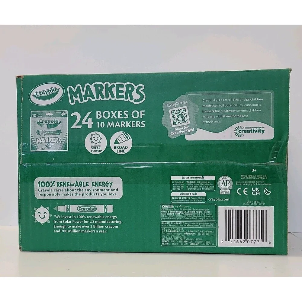 Crayola Broad Line Markers, Green, 24 Boxes of 10 (240 Total)